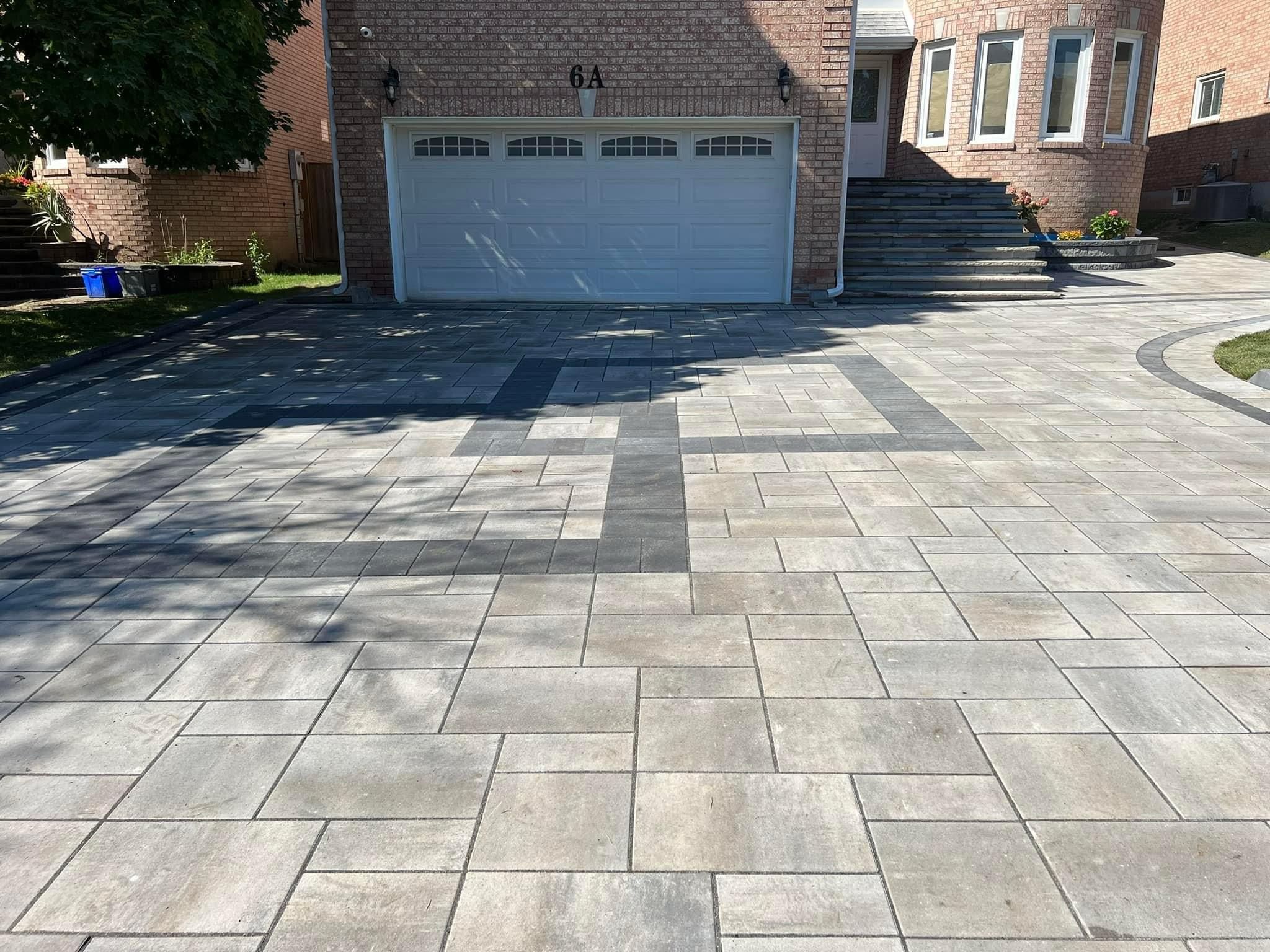 interlocking driveway and steps with design