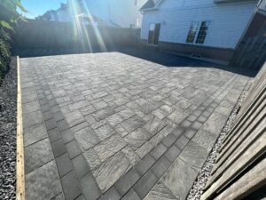 grey interlocking backyard
